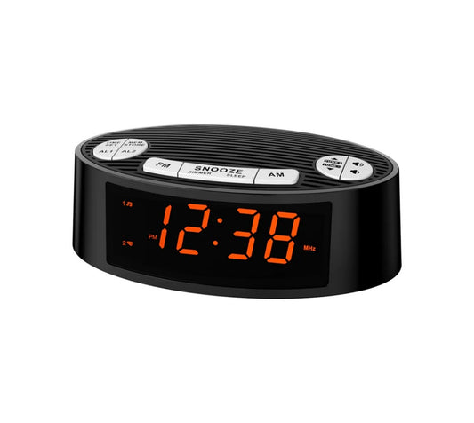 Digital ITOMA AM FM Alarm Clock Radio With Dual Alarm, Sleep Timer & Snooze Functions, Orange LED Display, 4-Level Dimming Option 3301