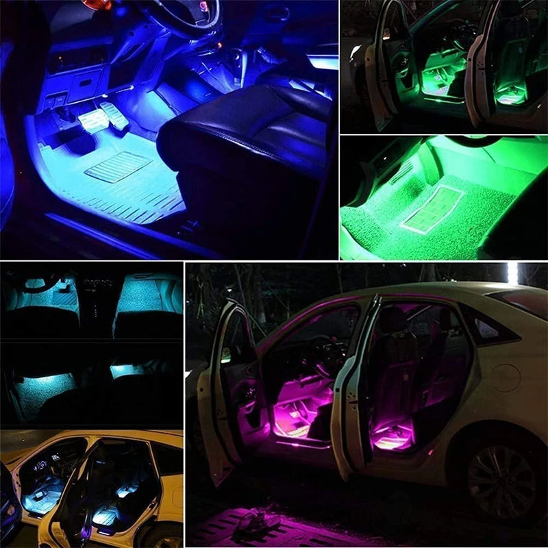 Car LED RGB Atmosphere Strip Light Remote Voice Control Interior Styling Decorative RGB LED Dynamic Ambient Strip Light 12V