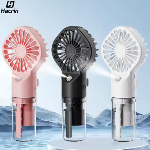 USB Handheld Mini Fan Foldable Portable Neck Hanging Fans 5 Speed USB Rechargeable Fan with Phone Stand and Display Screen