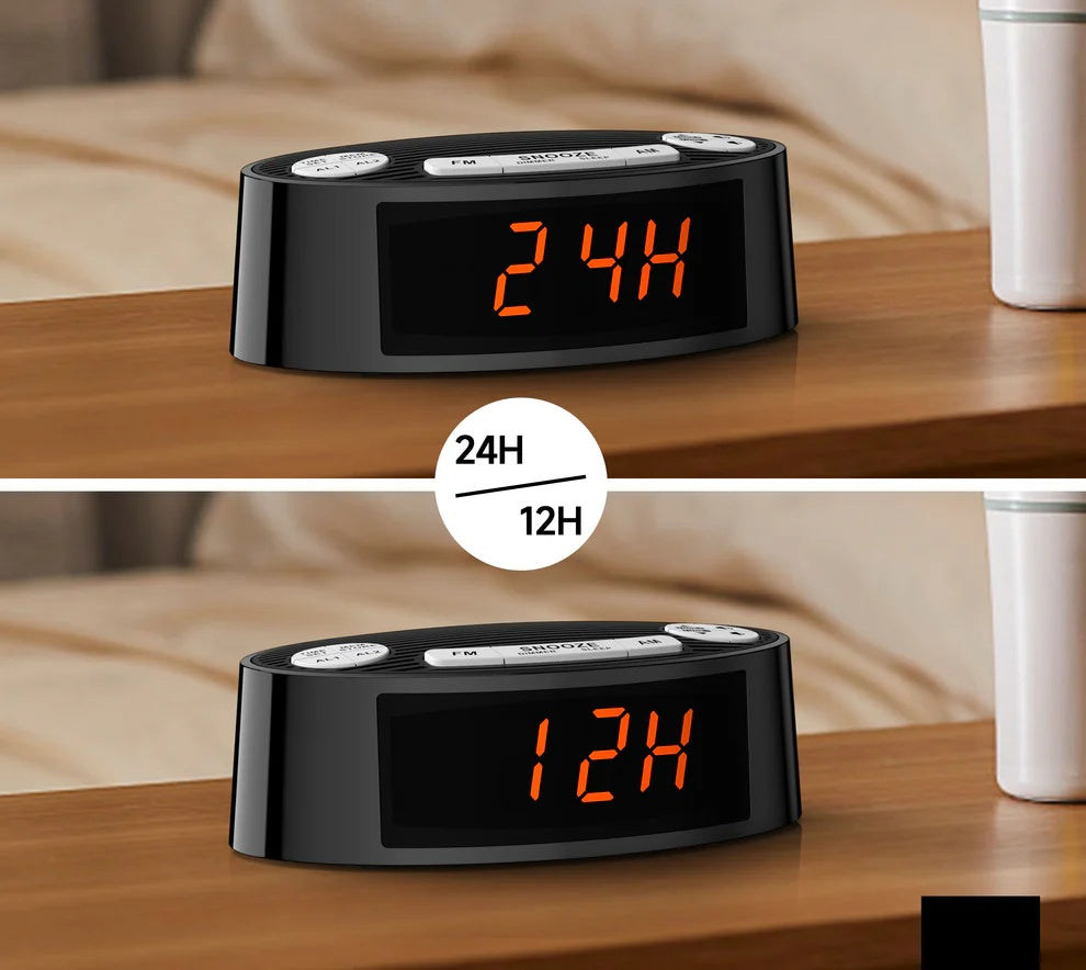 Digital ITOMA AM FM Alarm Clock Radio With Dual Alarm, Sleep Timer & Snooze Functions, Orange LED Display, 4-Level Dimming Option 3301